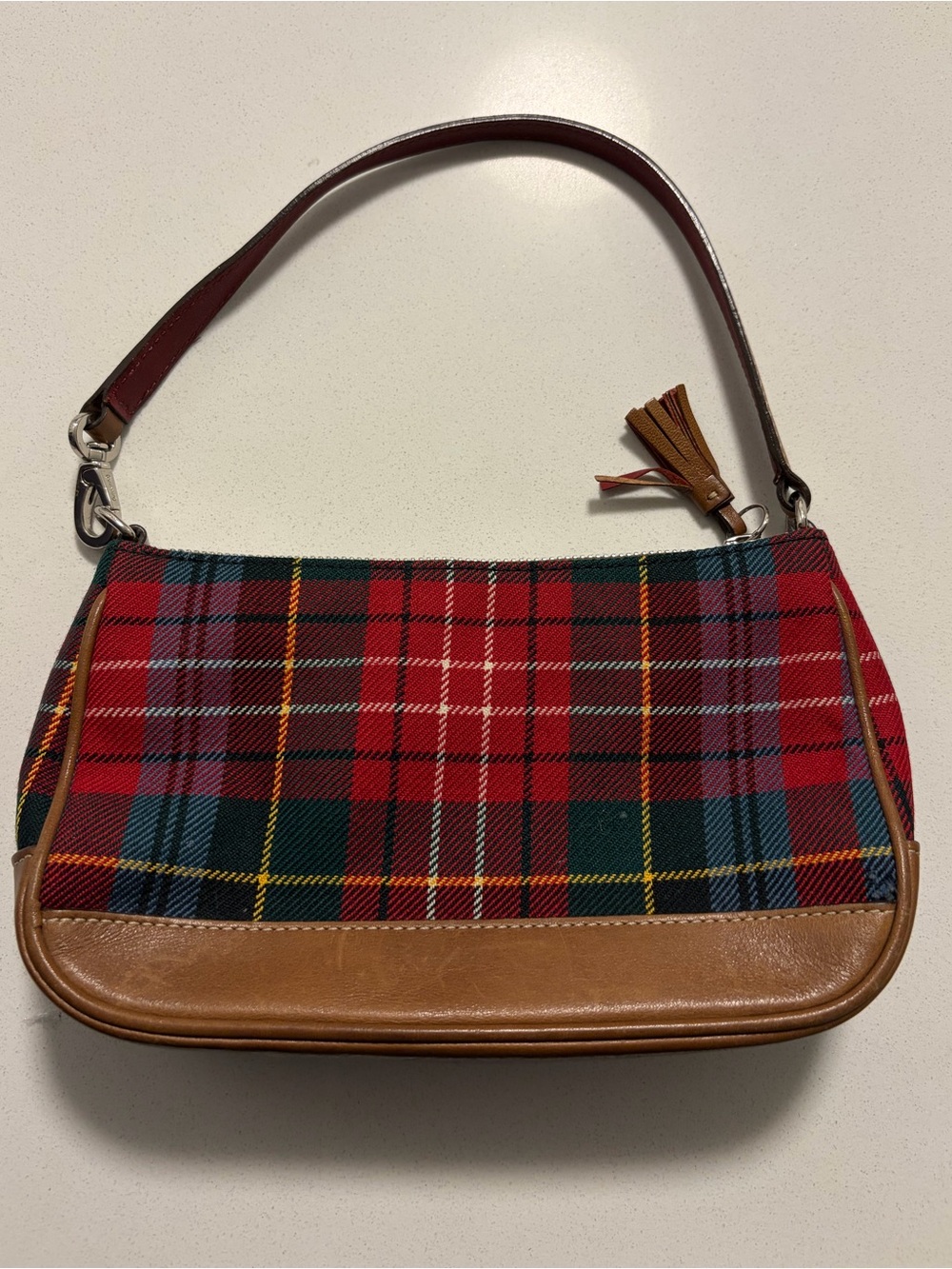 VINTAGE COACH Y2K Plaid Tartan Tassel Demi Pochette Mini Shoulder Baguette Purse - Picture 14 of 14